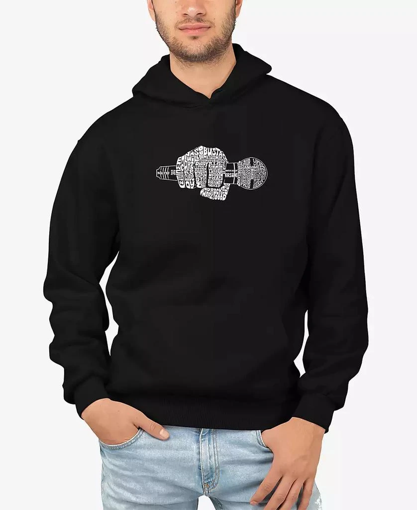 LA Pop Art Men
s 90
s Rappers Word Art Hooded Sweatshirt 1