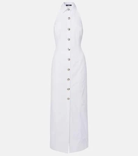 Balmain Open-back buttoned poplin shirt dress 1