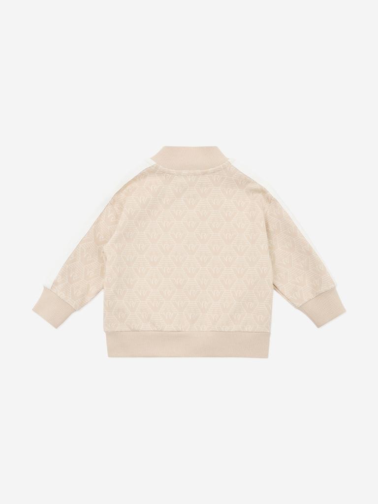 Emporio Armani Baby Boys Logo Zip Up Top in Beige