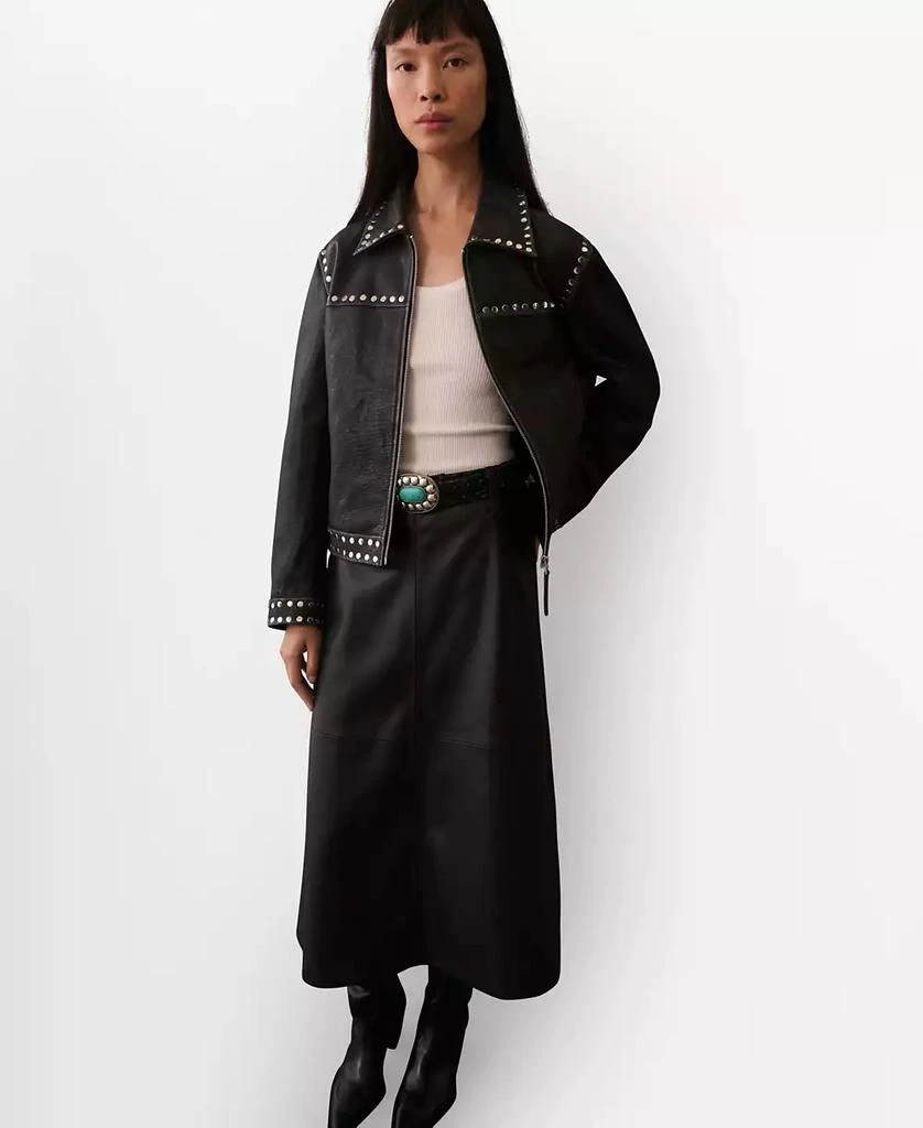 Mango Women's Studded Leather Jacket 1