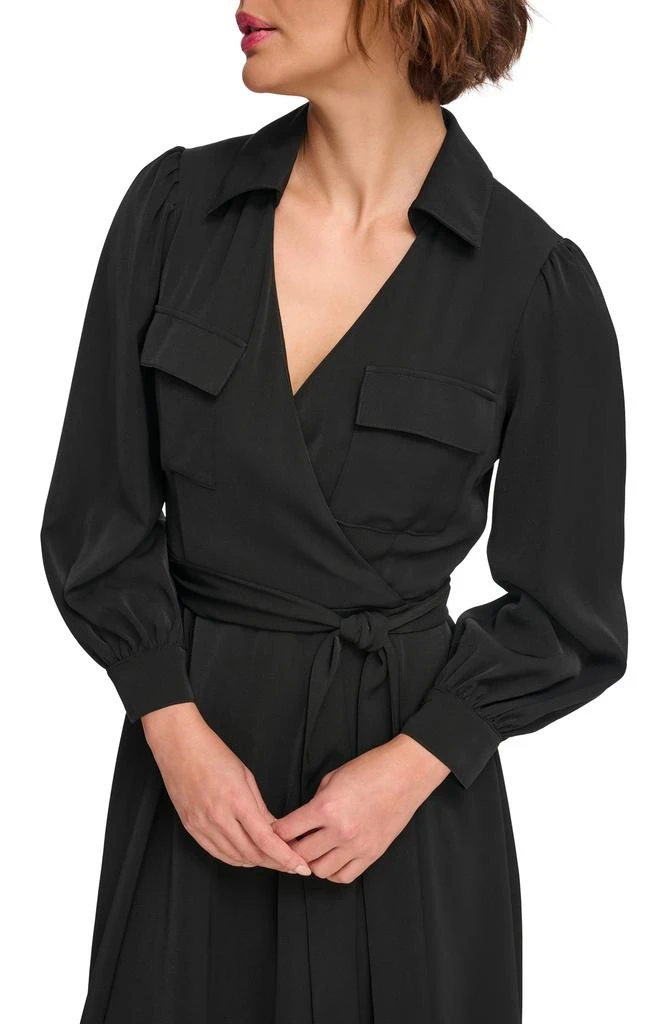 DKNY Long Sleeve Faux Wrap Shirtdress 2