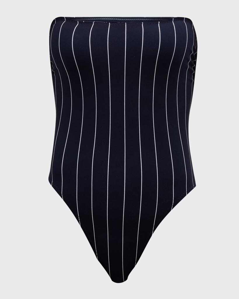 Norma Kamali Bishop Striped Strapless One-Piece Swimsuit
