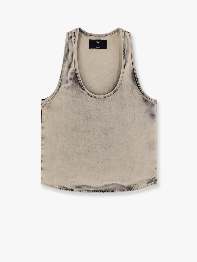 3 X 1 Moon stone-washed denim tank top