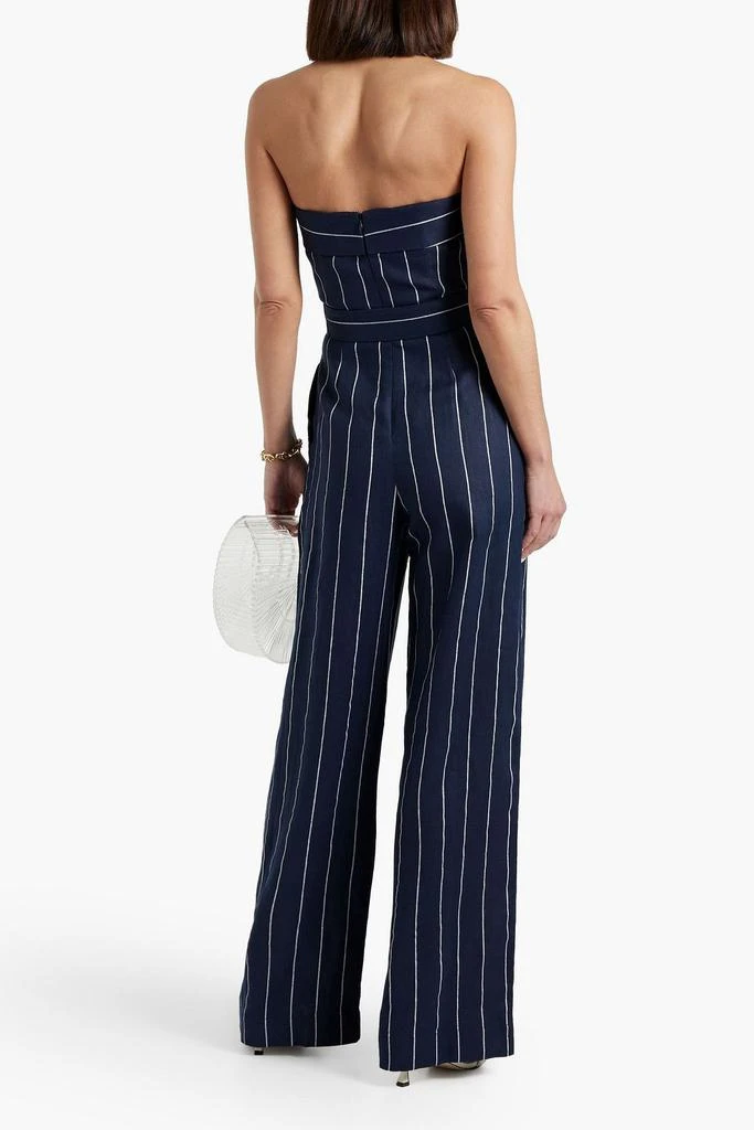 NICHOLAS Strapless striped linen-blend wide-leg jumpsuit 3