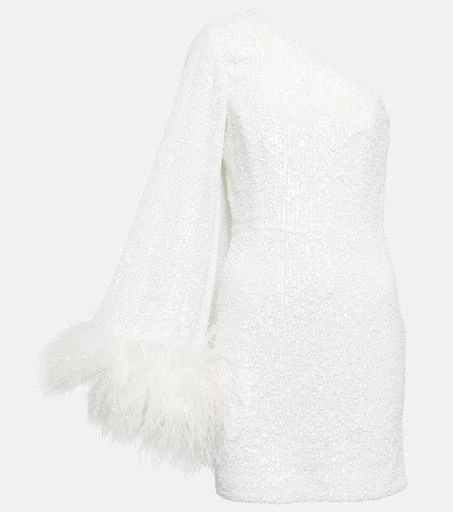 REBECCA VALLANCE Davina feather-trimmed minidress 1