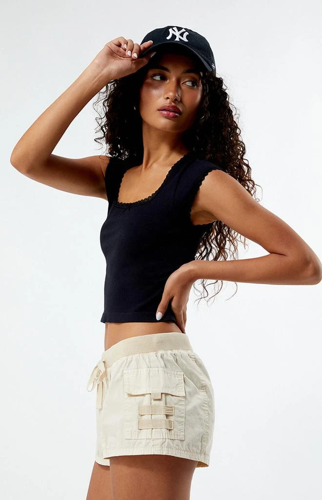 PacSun Off White Low Rise Cargo Shorts 3