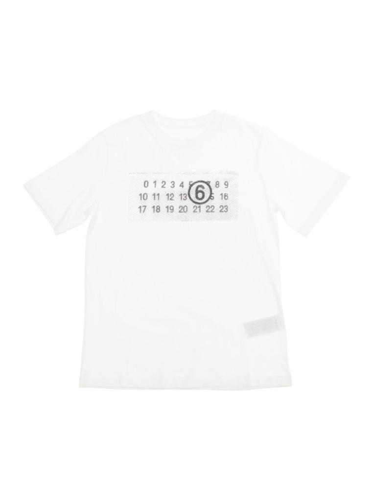 Shop MM6 Maison Margiela Kids Numbers-Printed Crewneck T-Shirt on
