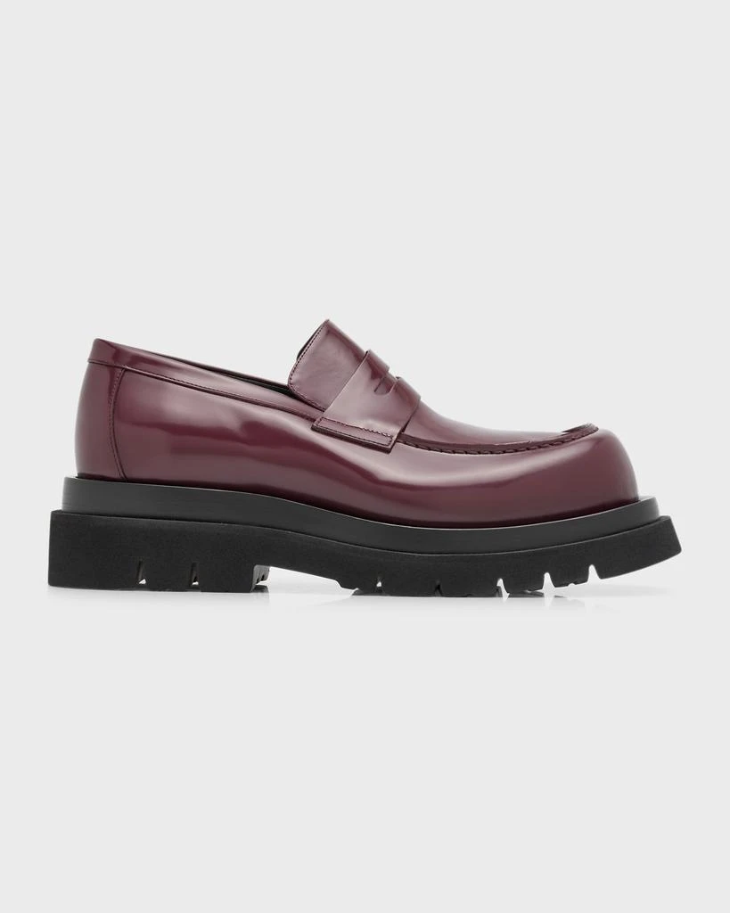 Bottega Veneta Men's Chunky Lug Glossy Leather Penny Loafers 1