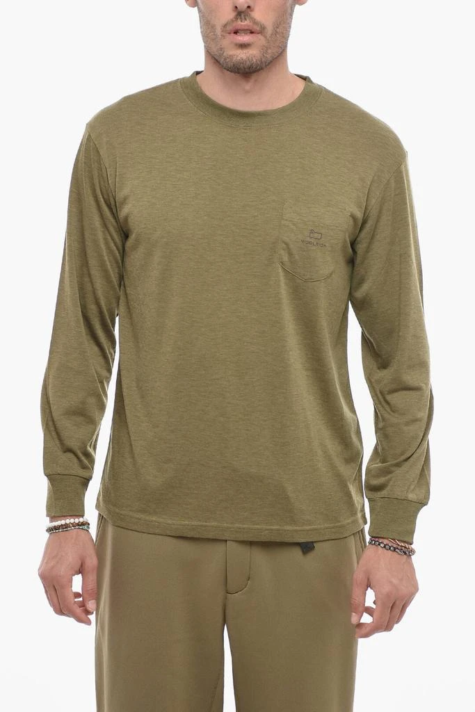Woolrich Long Sleeved Crew-neck T-Shirt with Breast Pocket 1