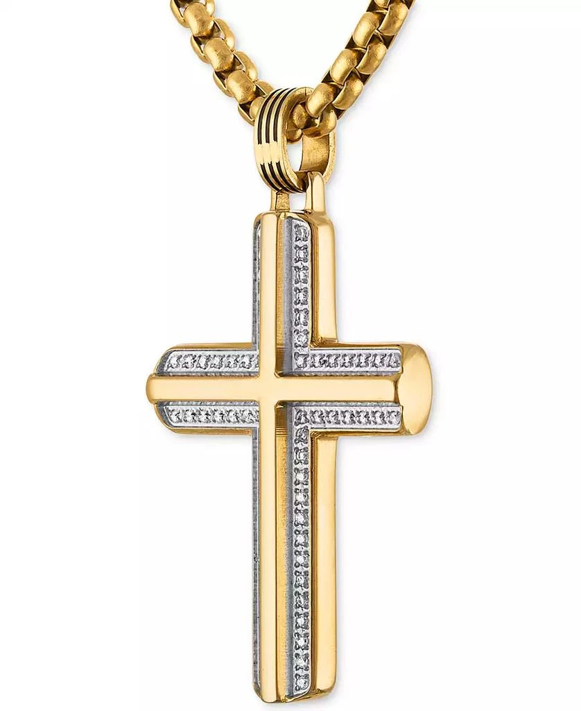 Esquire Men's Jewelry Diamond Cross 22" Pendant Necklace (1/3 ct. t.w.) in Gold-Tone Ion-Plated Stainless Steel 3