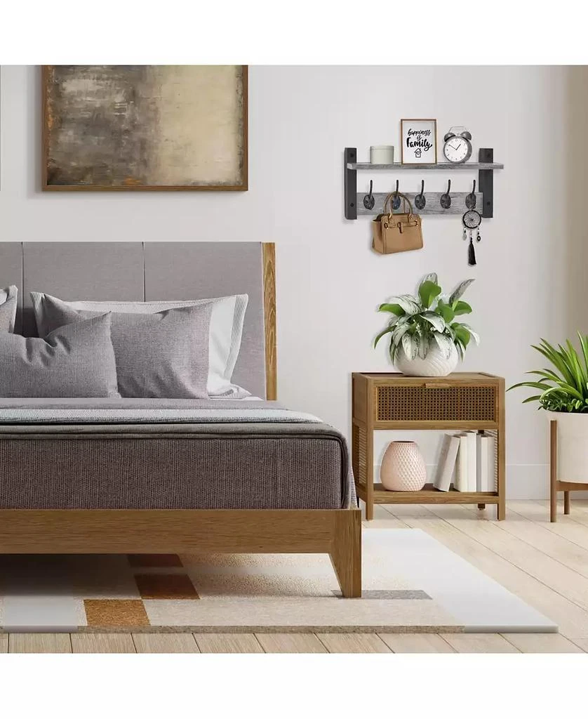 Sorbus 16 Inch Floating Wall Shelf with 5 Heavy Duty Hooks – for Entryway, Bathroom, Bedroom, Kitchen, or Mudroom 6