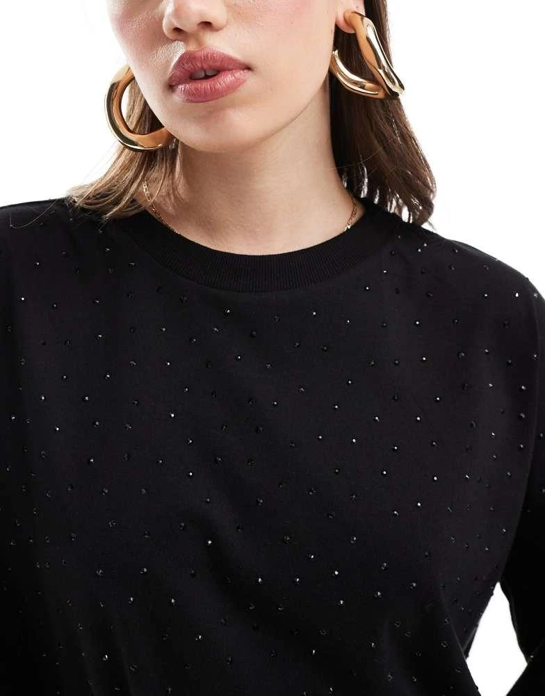 ASOS ASOS DESIGN studded oversized t-shirt in washed black 3