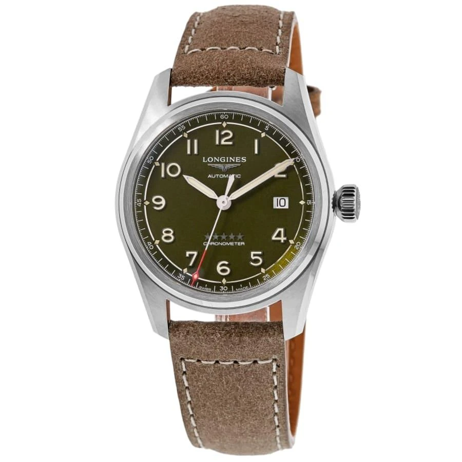 Longines Spirit Automatic Green Dial Leather Strap Men's Watch L3.810.4.03.2 1