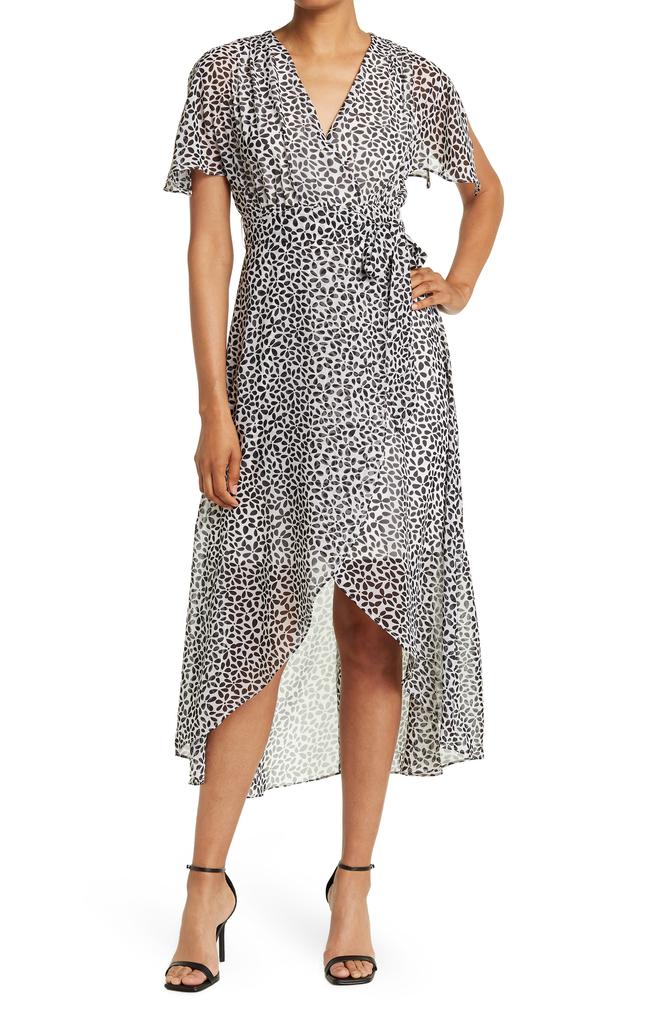 Eliza J Split Sleeve Faux Wrap Dress