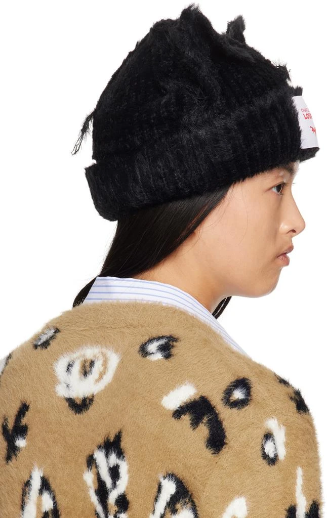 Charles Jeffrey Loverboy Black Fluffy Chunky Ears Beanie 3