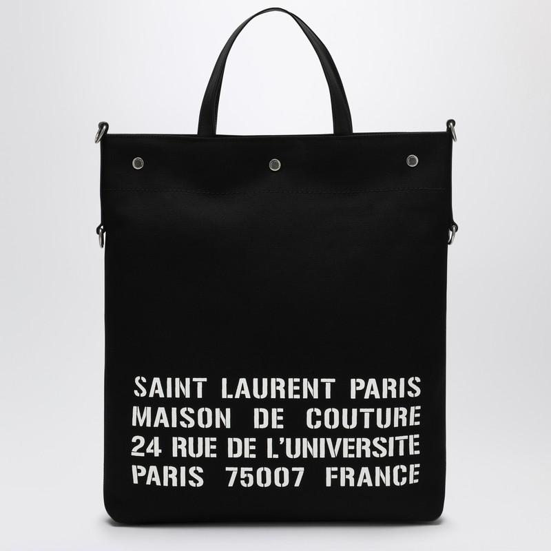 トートバッグ SAINT LAURENT BLACK RAFFIA TOTE BAG WITH LOGO Yves Saint Laurent Black Raffia Tote Bag with logo - Tote