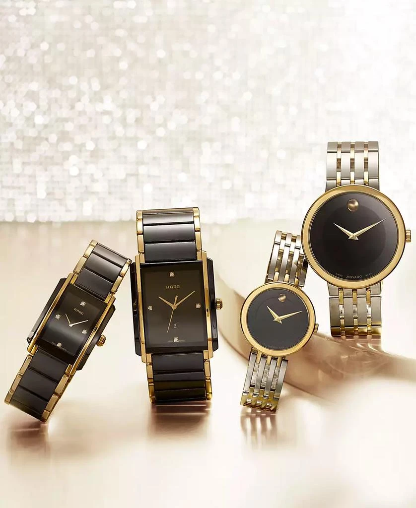 Rado Women's Swiss Integral Diamond Accent Black Ceramic & Gold-Tone Stainless Steel Bracelet Watch 23x33mm R20845712 8