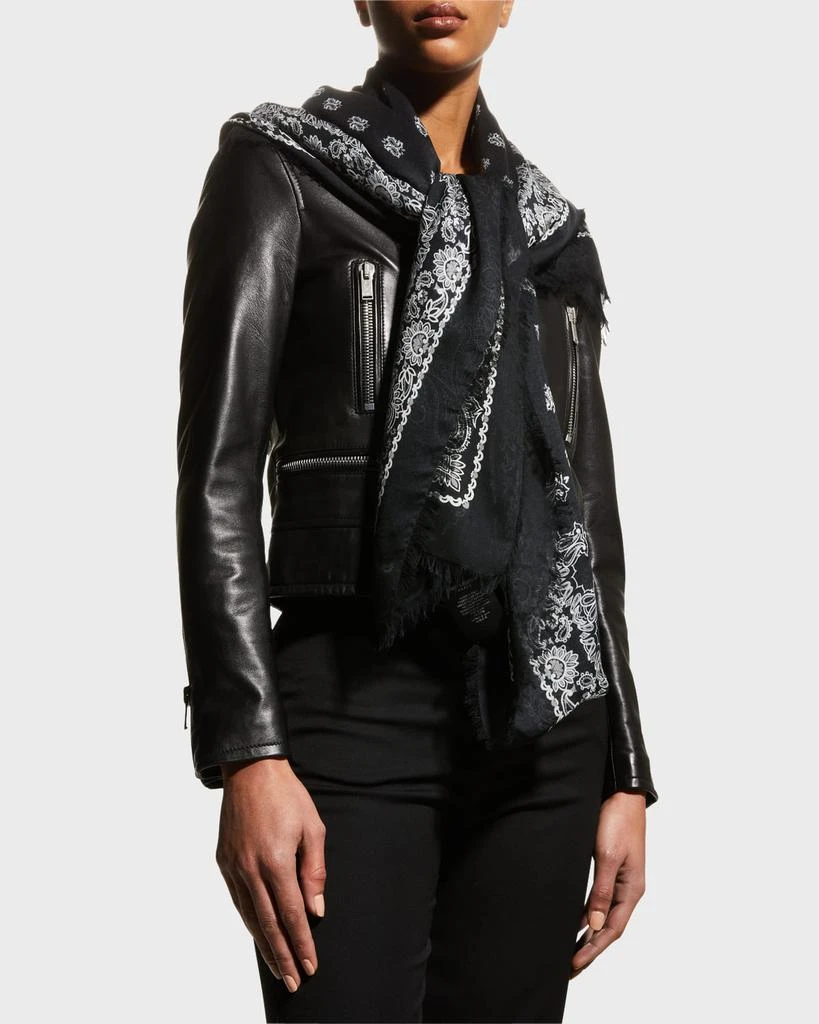 Yves Saint Laurent Paisley Cashmere-Blend Bandana Scarf 3
