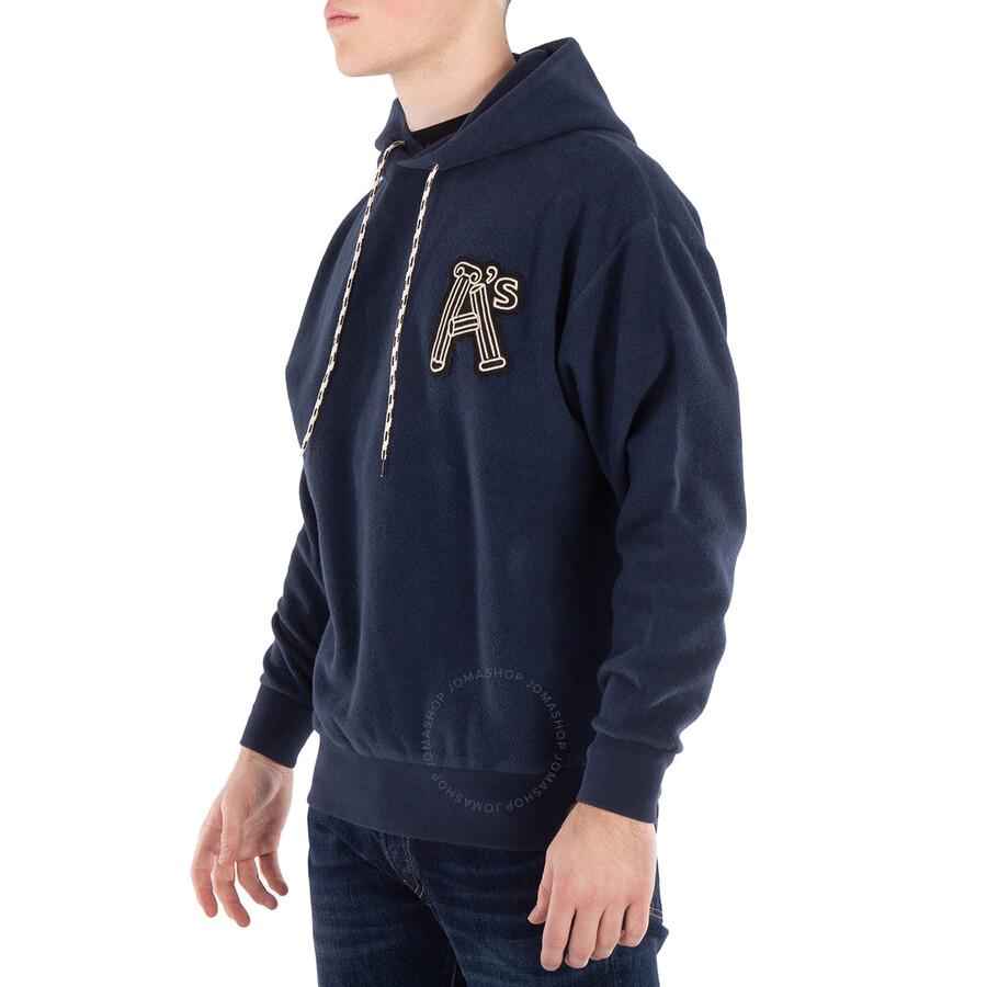 Aries Men's Navy Reverse Column Cotton Hoodie
