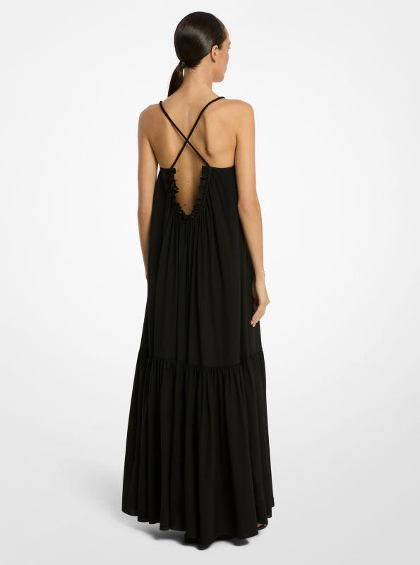 Michael Kors Silk Crepe De Chine Draped Backless Dress