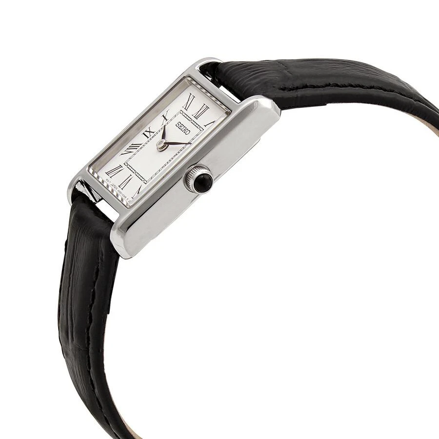 Seiko Quartz White Dial Black Leather Ladies Watch SWR053 2