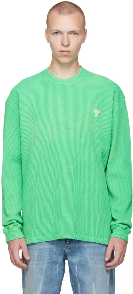 GUESS USA Green Waffle Long Sleeve T-Shirt