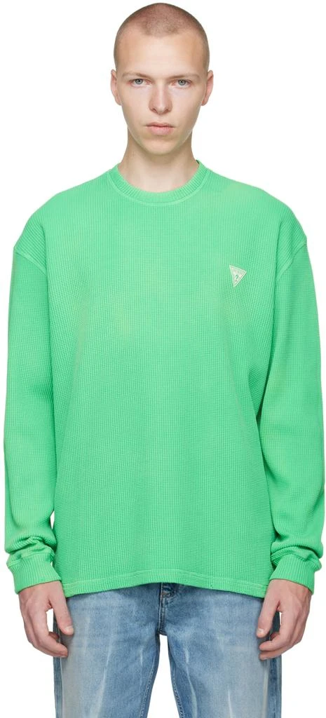 GUESS USA Green Waffle Long Sleeve T-Shirt 1