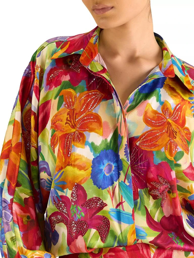 AFEW Rahul Mishra Floral Silk Oversized Shirt 4