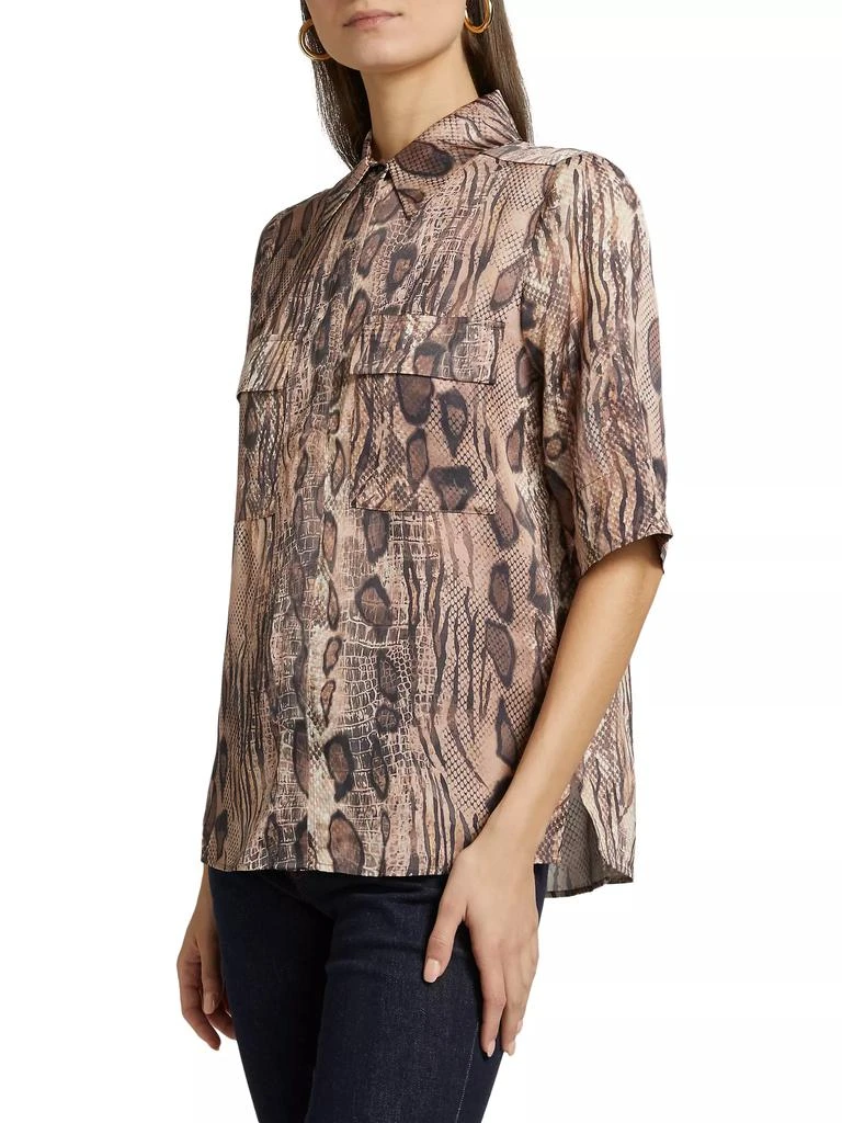 REISS Maya Snake-Print Short-Sleeve Shirt 4