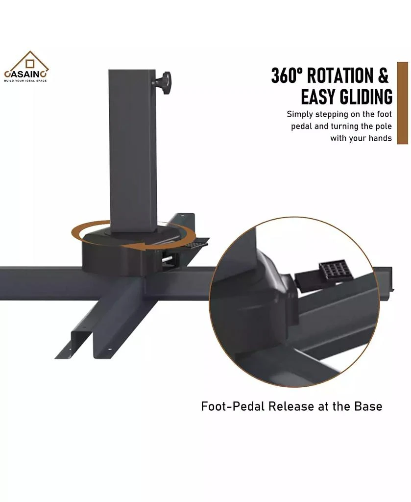 sumyeg 10 FT Square Cantilever Patio Umbrella with Base, Navy Blue 5