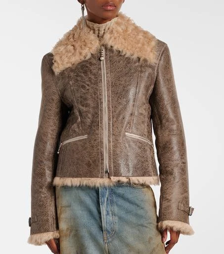 Acne Studios Shearling-trimmed leather jacket 7