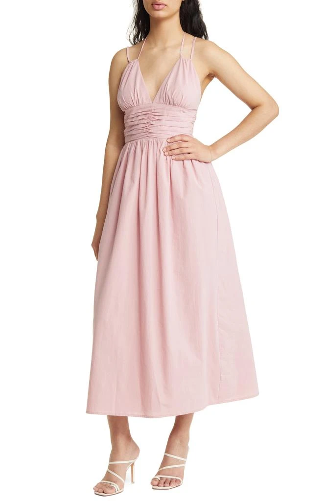 Charles Henry Ruched Halter Sundress 1