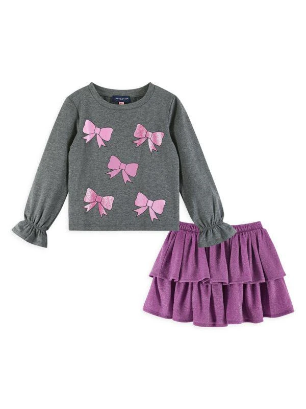 Andy & Evan Little Girl's 2-Piece Bow Tee & Skirt Set 1
