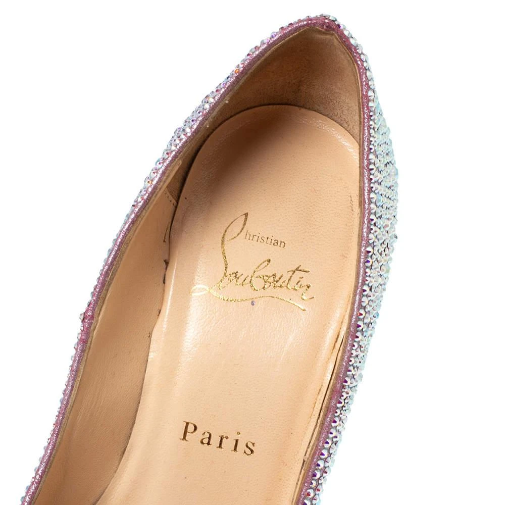 Christian Louboutin Christian Louboutin Pink/Silver Crystal Embellished Suede Daffodile Platform Pumps Size 37 7