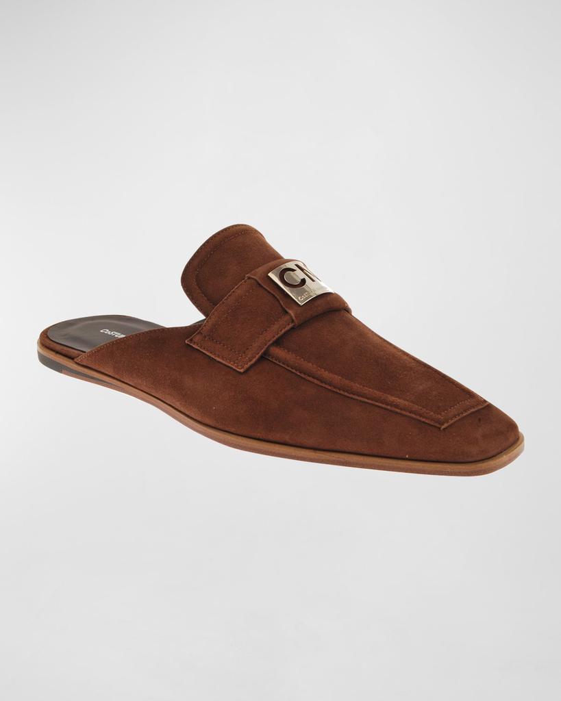 Costume National Men's CN-Logo Suede Backless Loafer Slides