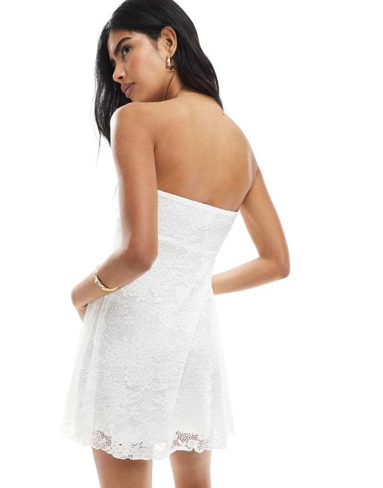 Miss Selfridge Miss Selfridge lace baby doll bandeau dress in white 4