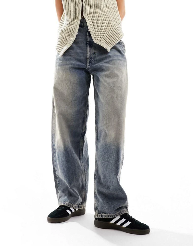 Bershka Bershka skater jeans in dark blue dirty 4