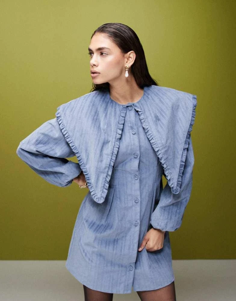 Ghospell Drew mini dress with oversized collar in denim  On Sale Now with  Up to 40% Off | Discover Exclusive Deals & Savings at BeyondStyle   Authentic Ghospell Home|women with Limited-Time