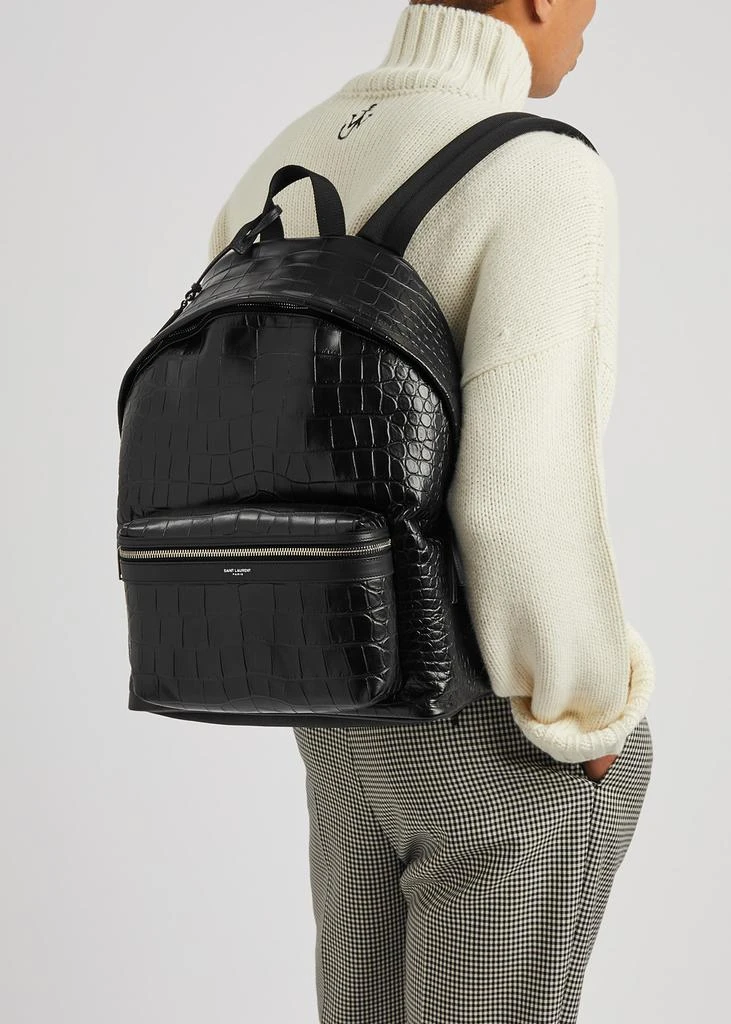 Yves Saint Laurent City crocodile-effect leather backpack 5