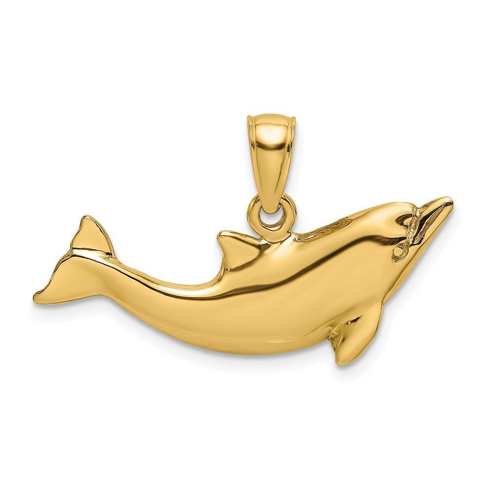 Diamond2Deal 10k Yellow Gold 2-D Polished Dolphin Charm Pendant