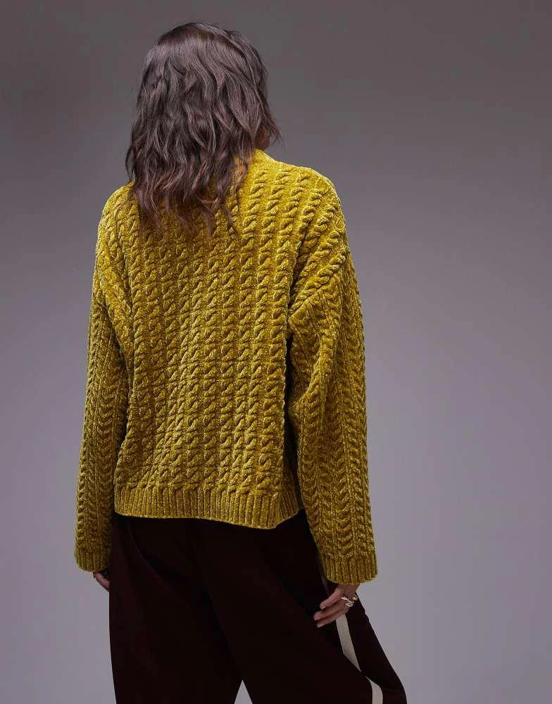 Topshop Topshop knitted chunky oversized cable chenille jumper in chartreuse 3