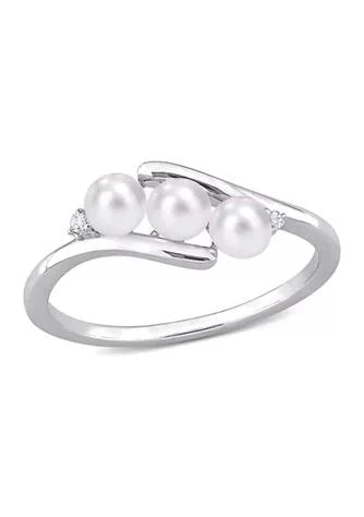 Belk
Co. 3.5-4mm Freshwater Cultured Pearl and Diamond Accent 3-Stone Bypass Ring in Sterling Silver