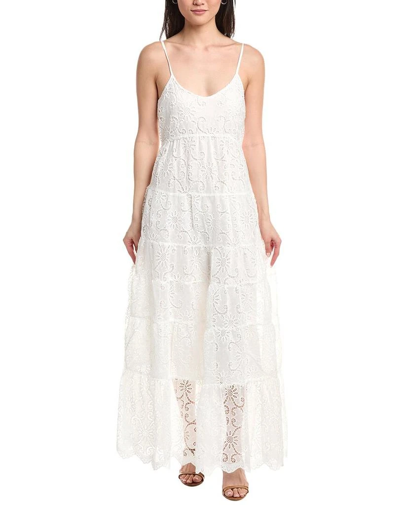 navy blue dress for baby girl Liv Foster Elara Asymmetric Embroidered Lace Midi Dress - Ivory/Cream