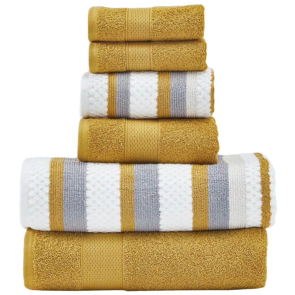 Modern Threads Pax 6-Piece Reversible Yarn Dyed Jacquard Towel Set - Bath Towels, Hand Towels, & Washcloths - Super Absorbent & Quick Dry - 100% Combed Cotton 6
