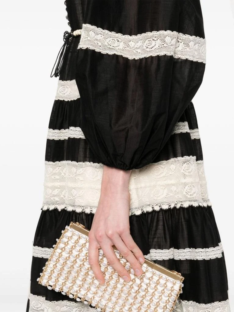 Zimmermann Black And White Striped Midi Dress With Puff Sleeves 2
