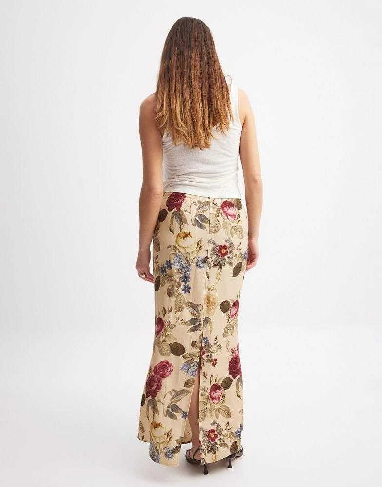 NA-KD NA-KD linen look maxi skirt in floral 3