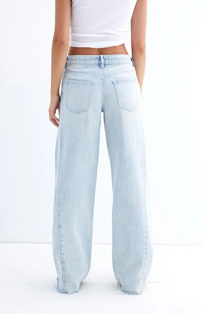 PacSun Casey Light Indigo Raw Cut Low Rise Baggy Jeans 4