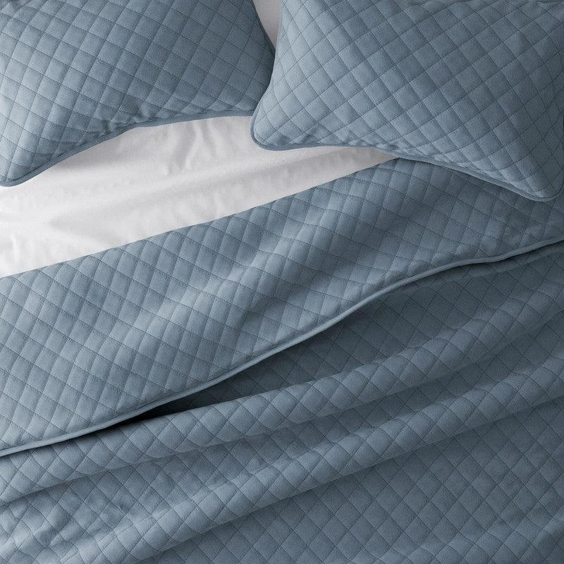 IENJOY HOME Diamond Stitch Dusk Blue Quilt Coverlet Set Modern Ultra Soft Microfiber Bedding 2