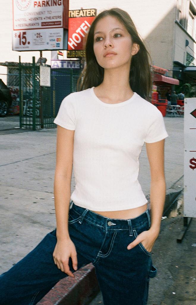 John Galt White Basic Hailie Pointelle Top