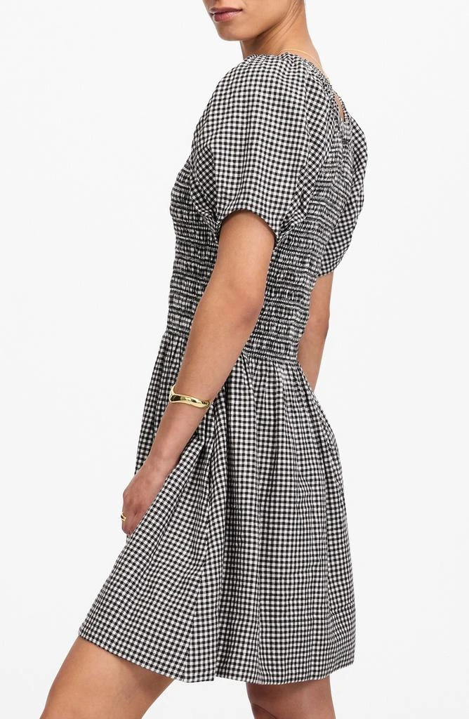 Madewell Gingham Smocked Linen Blend Mini Sundress 3